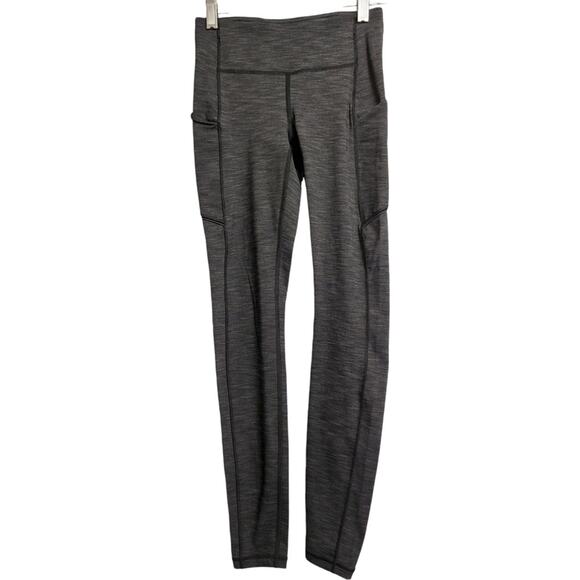Lululemon Speed Up Tight Grey High Waisted Mid Rise Leggings Side Pockets Size 2 - Picture 1 of 8